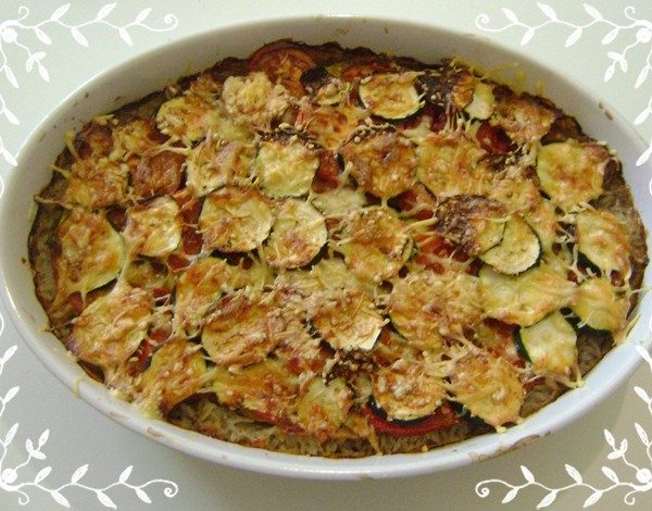 Gratin bœuf – riz – courgettes – tomates