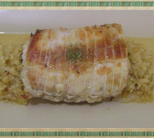 Rôti de porc aux oignons blancs