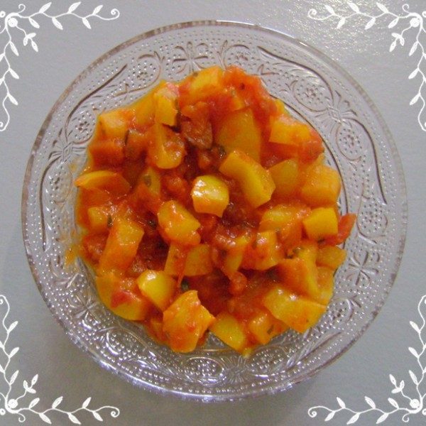 Poêlée de poivron jaune et tomate